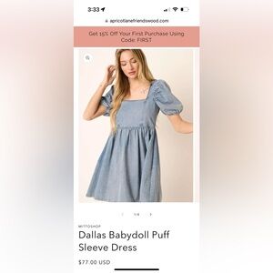 Denim Babydoll Puff Sleeve Dress